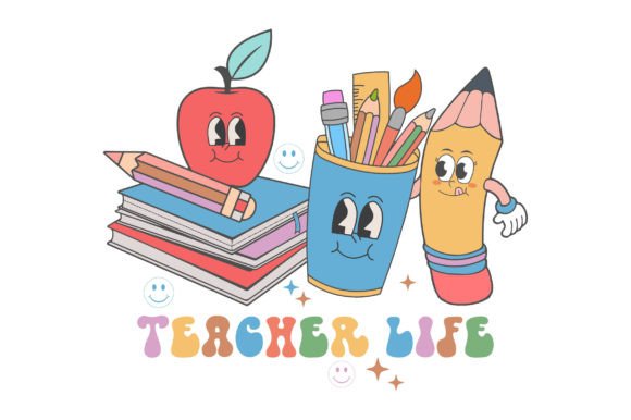 Retro Teacher Life Svg: Graphics for Crafts