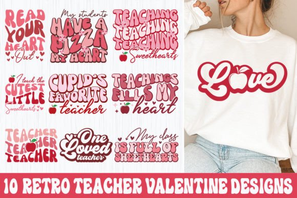 Retro Teacher Valentine Graphics for Crafts