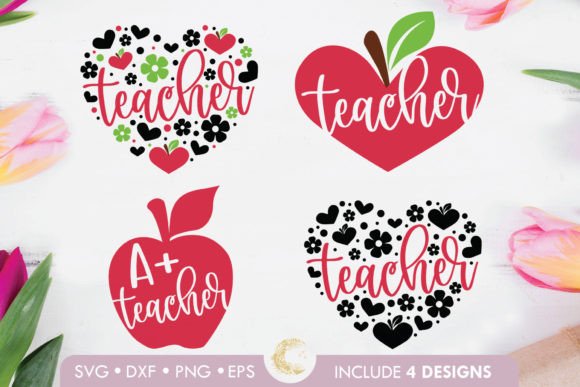 School Apple Heart Bundle: Crafts & Graphics