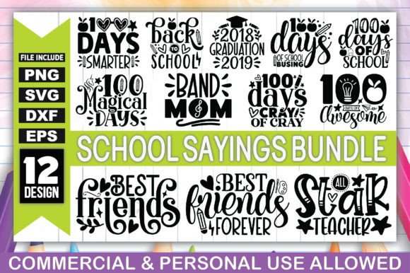 School Sayings SVG Bundle: Graphics for Crafts