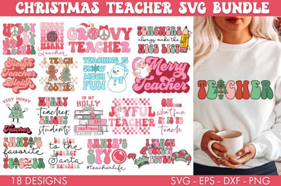 Teacher Christmas Graphics for Crafts & SVGs